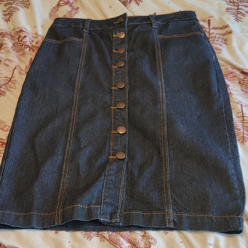 Stylish Denim Button-Front Skirt for Kids